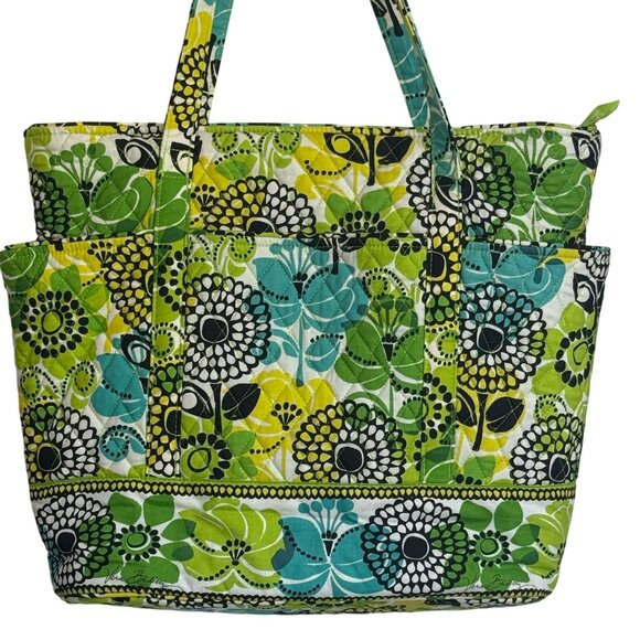 Vera Bradley Go Round Tote Bag in Retired Lime Green Pattern - Picture 2 of 8